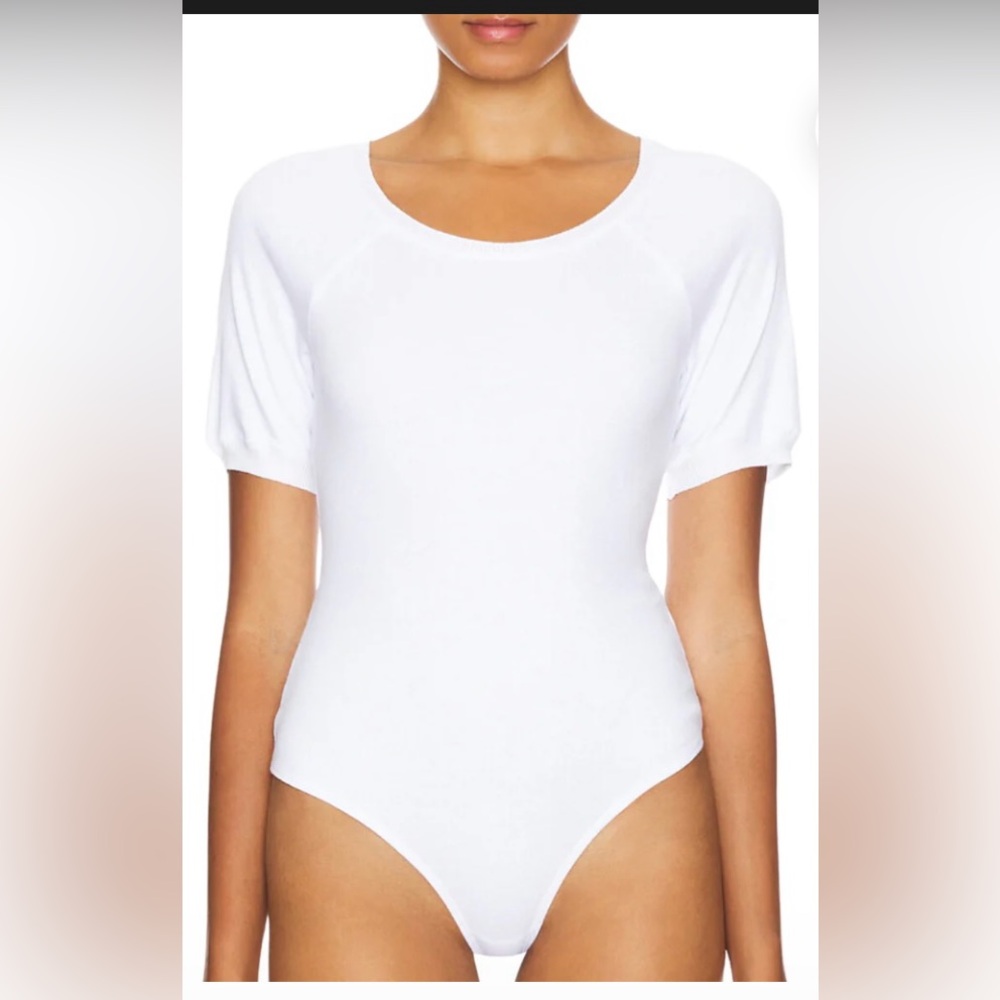 Free People White Scoop Neck Bodysuit